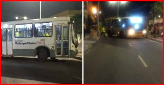 veja vídeo dois ônibus atravessados na pista e policial baleado em Itacaranha