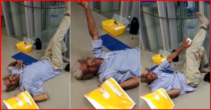 Vídeo: Ex-prefeito se acorrenta em porta de banco após se desentender com gerente em Irecê