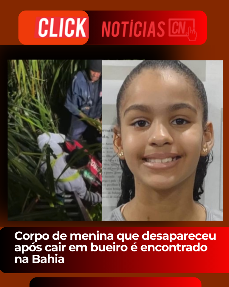 Corpo de menina que desapareceu após cair em bueiro é encontrado na Bahia