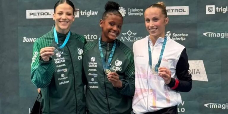 Ginastica brasileira conquista medalhas com direito a dobradinha na Copa do Mundo na Eslovênia