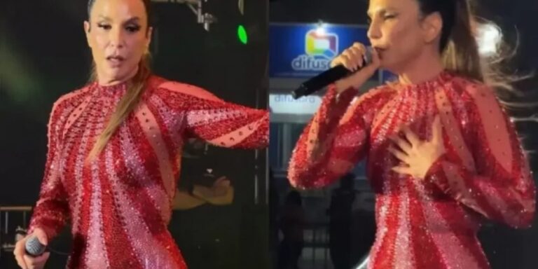 Ivete Sangalo para apresentação e envia recado a “brigão” durante show