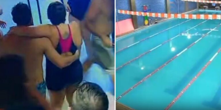 Veja o momento em que professora é socorrida após passar mal durante aula de natação