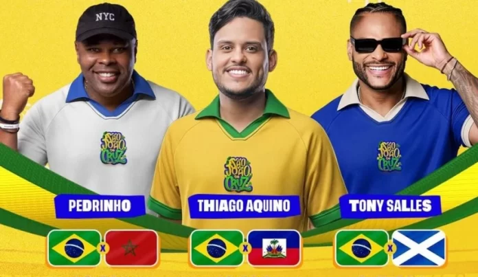 São João de Cruz 2026 terá jogos do Brasil em telões e shows de Tony Salles, Thiago Aquino e Pedrinho